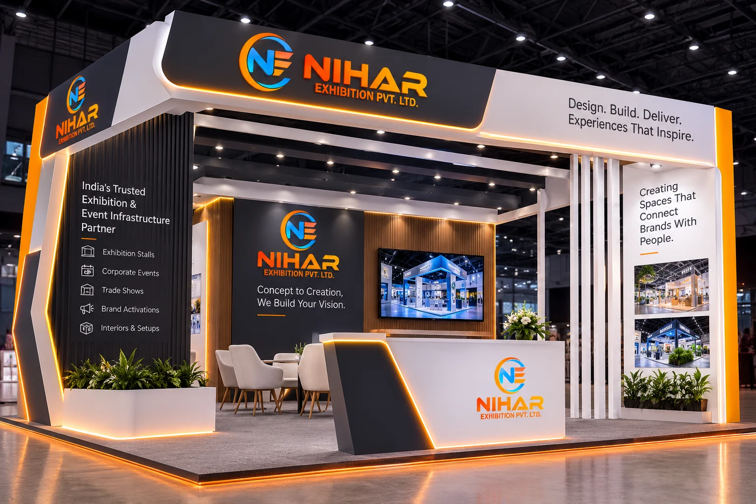 A custom exhibition stall designed, built and delivered by Nihar Exhibition